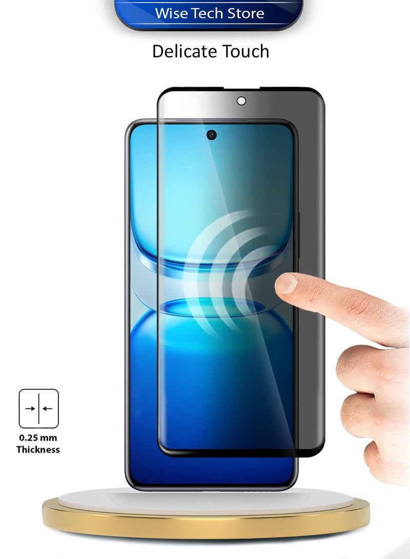 Wtech vivo iQOO Z10 / vivo iQOO Neo 10 5G 2025 Premium Edge-Pro Privacy Full Glue Full Cover Tempered Glass Screen Protector (MSGPCP) - Clear/Black - Image 4